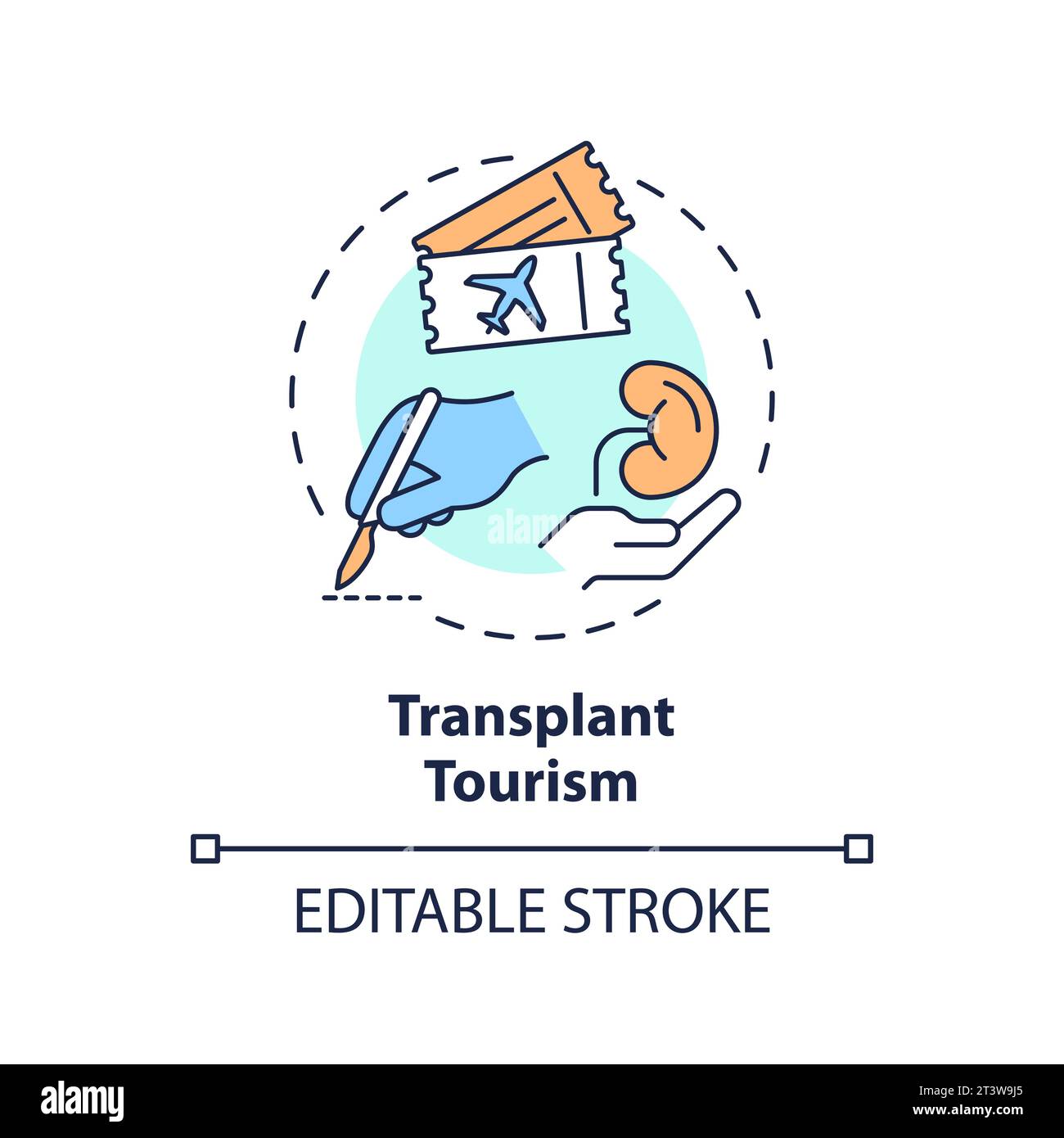 2D thin linear icon transplant tourism concept Stock Vector
