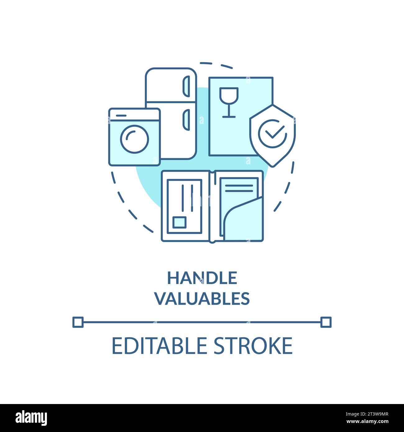 2D simple thin linear blue handle valuables icon Stock Vector