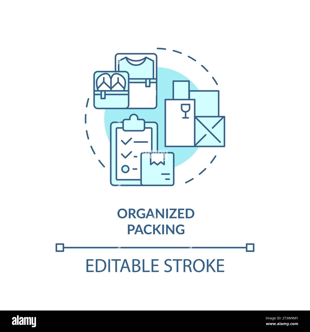 2D simple thin linear blue organized packing icon Stock Vector Image ...