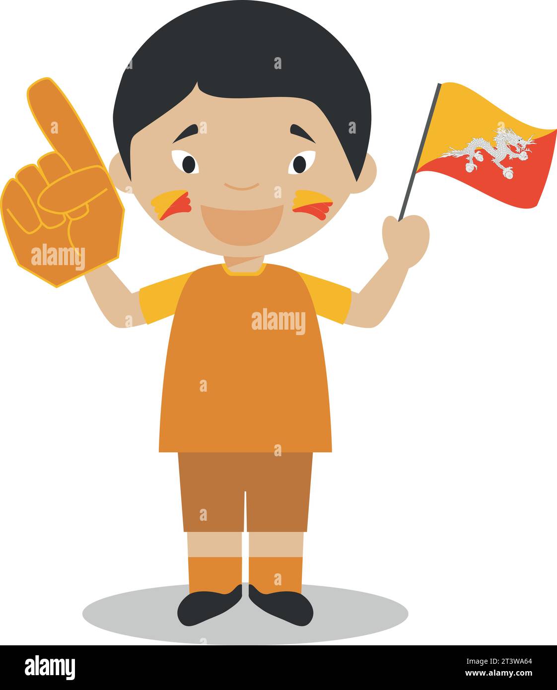 National sport team fan from Bhutan with flag and glove Vector ...