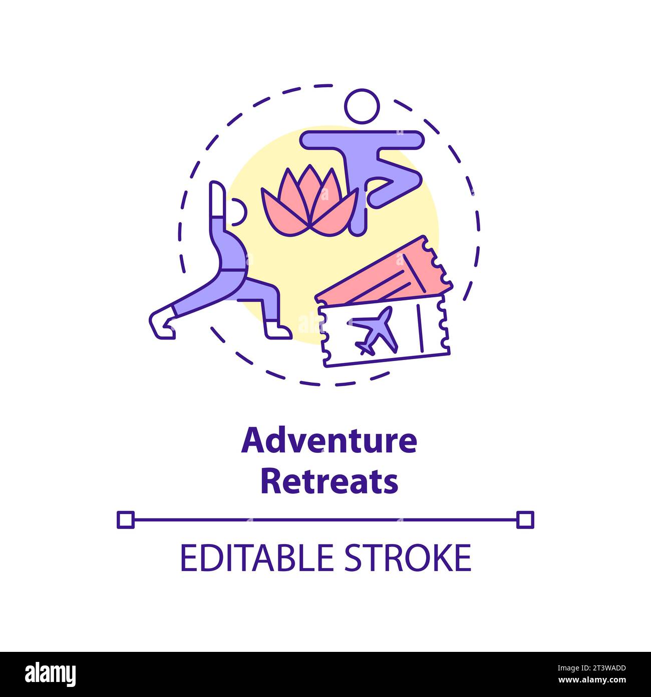2D thin linear icon adventure retreats concept Stock Vector