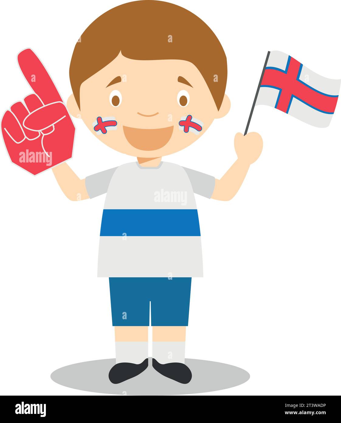 National sport team fan from Faroe Islands with flag and glove Vector