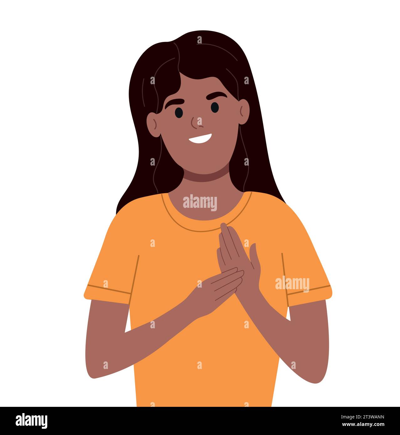 Person communicate in sign language. Deaf and mute African American