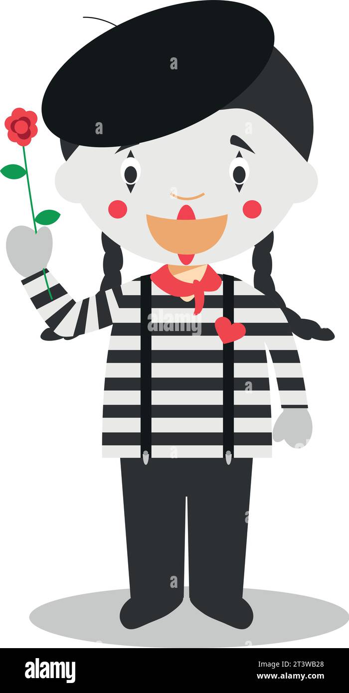 Cute cartoon vector illustration of a mime. Women Professions Series Stock Vector