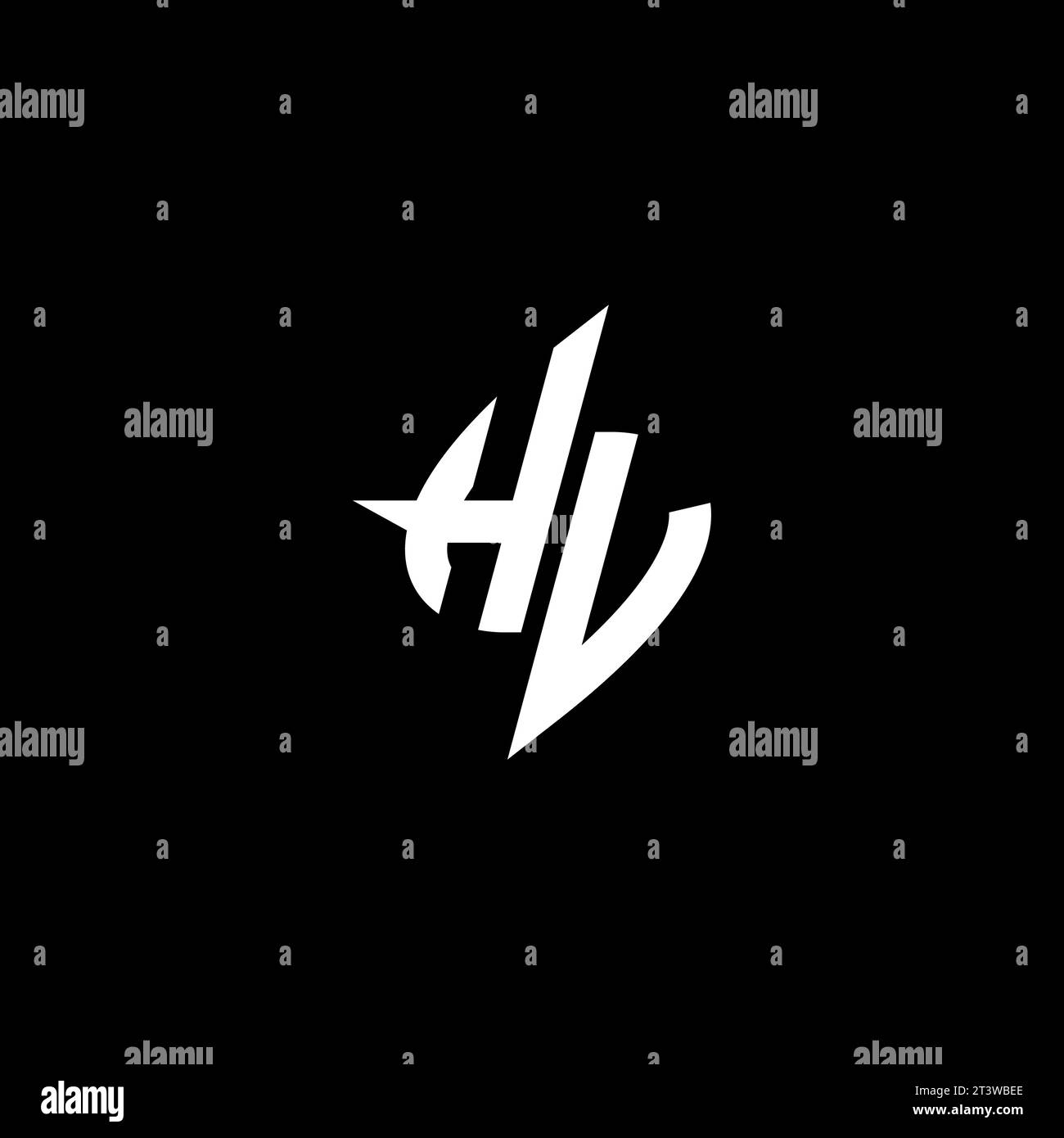 HV monogram esport logo design with cool shape concept in vector Stock Vector