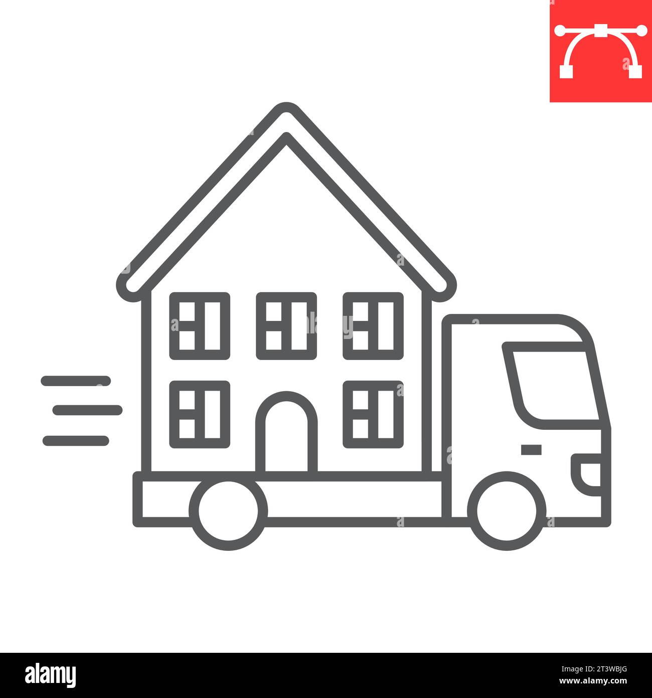 Moving house line icon, truck and shipping, moving home vector icon