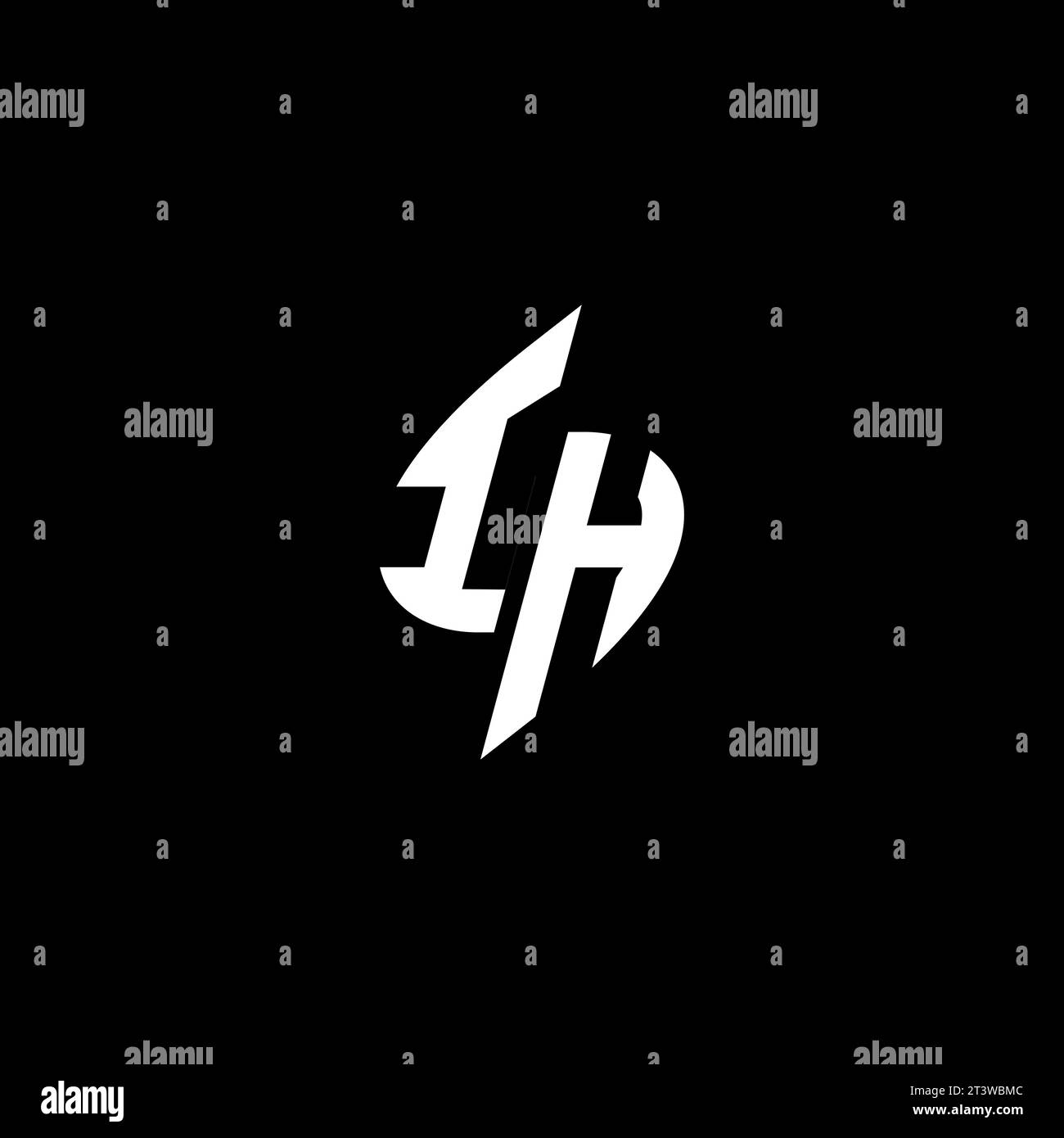 IH monogram esport logo design with cool shape concept in vector Stock Vector