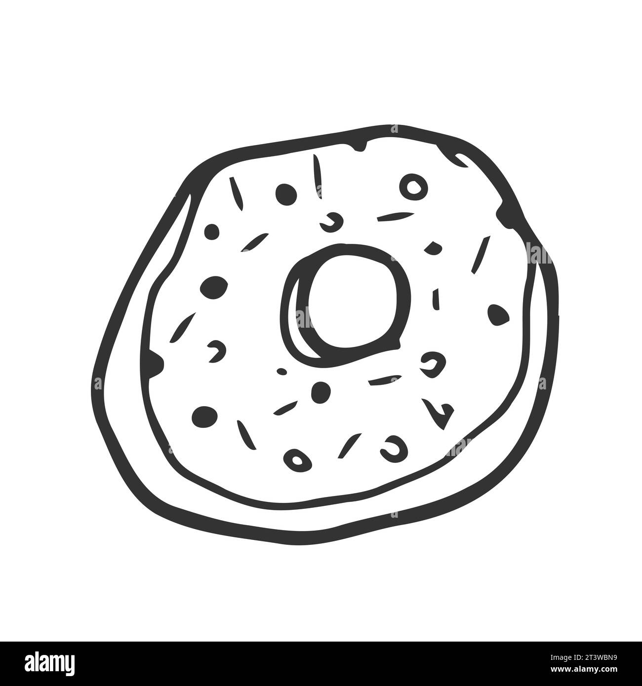 Donut isolated on white background. Vector illustration in a doodle ...