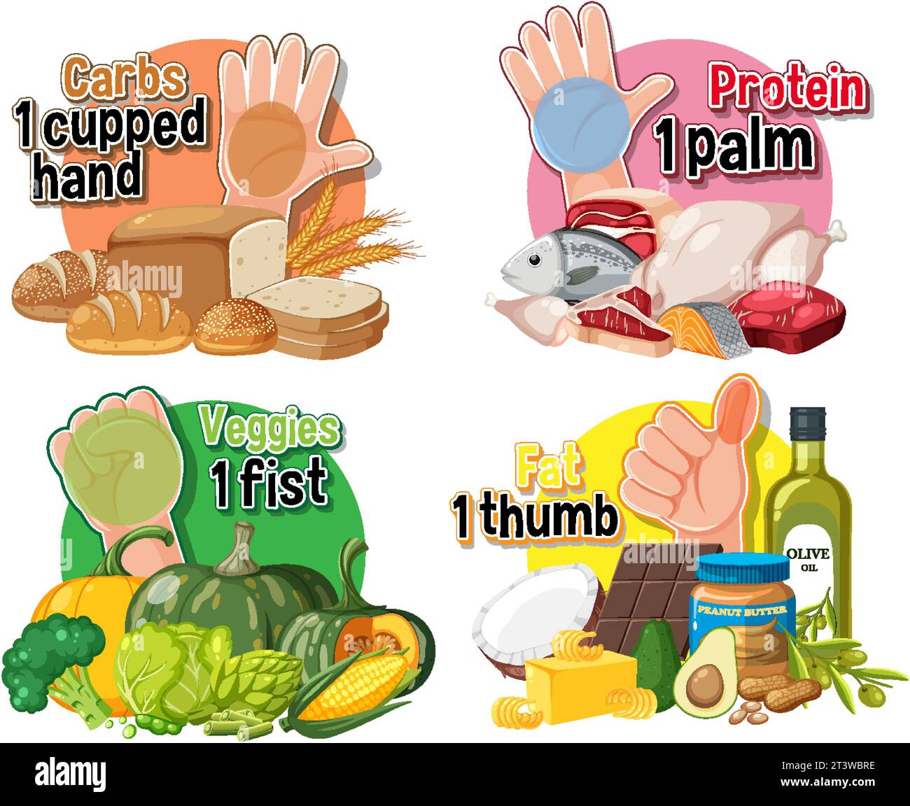 Learn how to compare food portions using hand sizes Stock Vector Image ...