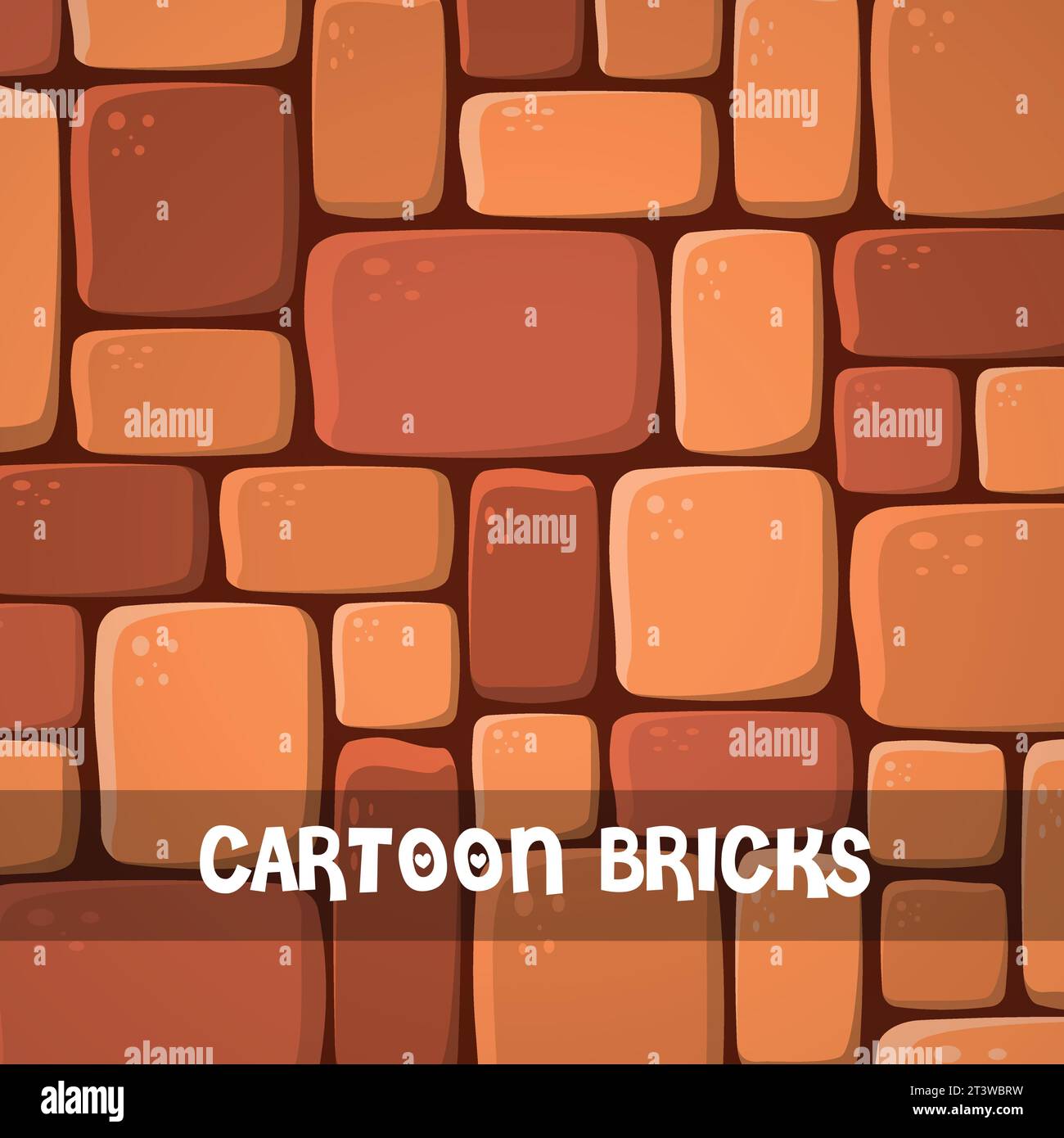 Vector illustration of seamless pattern cartoon bricks wall, bright texture tiled background Stock Vector