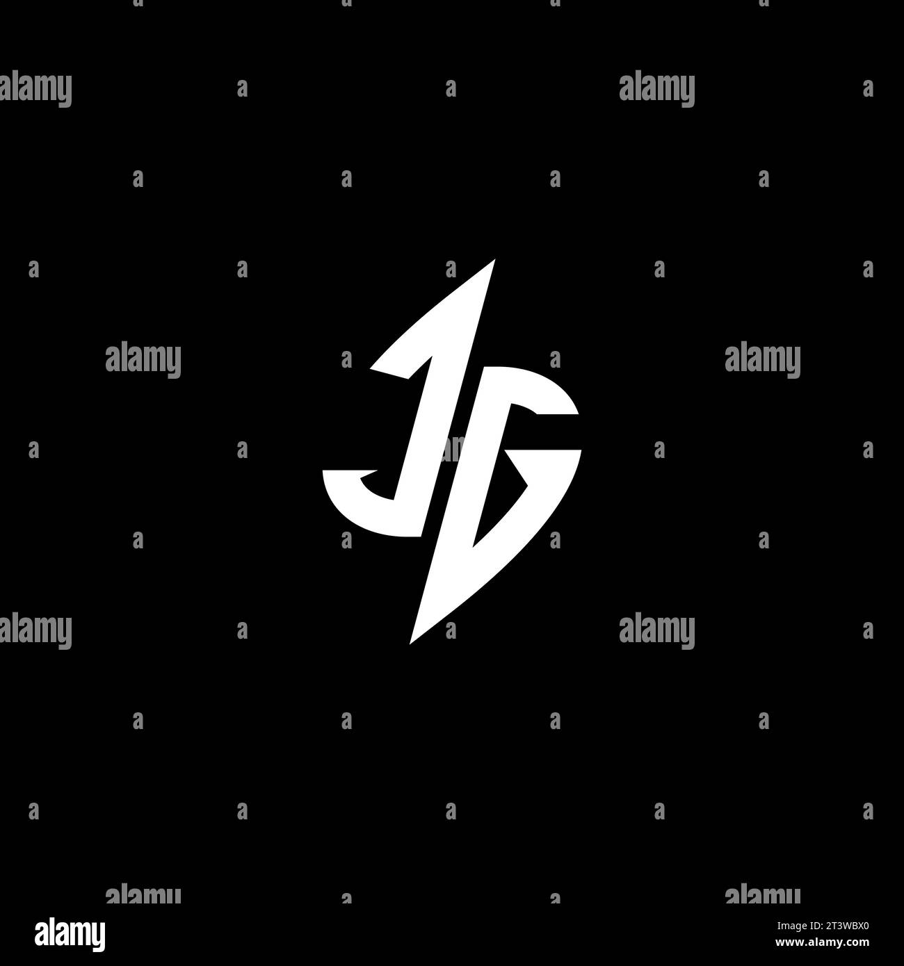 JG monogram esport logo design with cool shape concept in vector Stock Vector