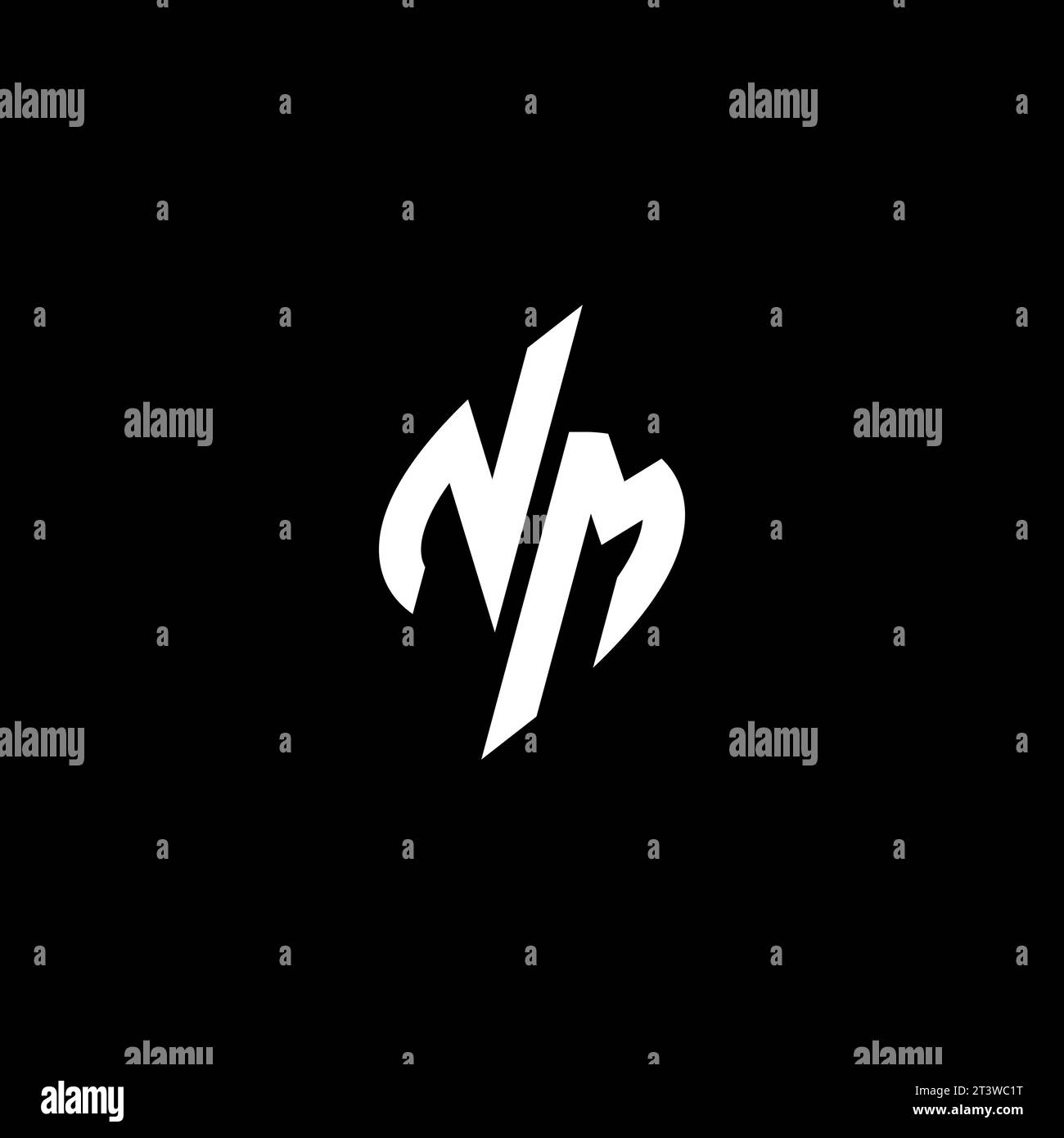 NM monogram esport logo design with cool shape concept in vector Stock Vector