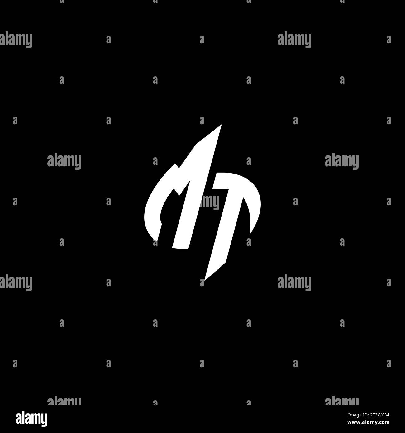 MT monogram esport logo design with cool shape concept in vector Stock Vector
