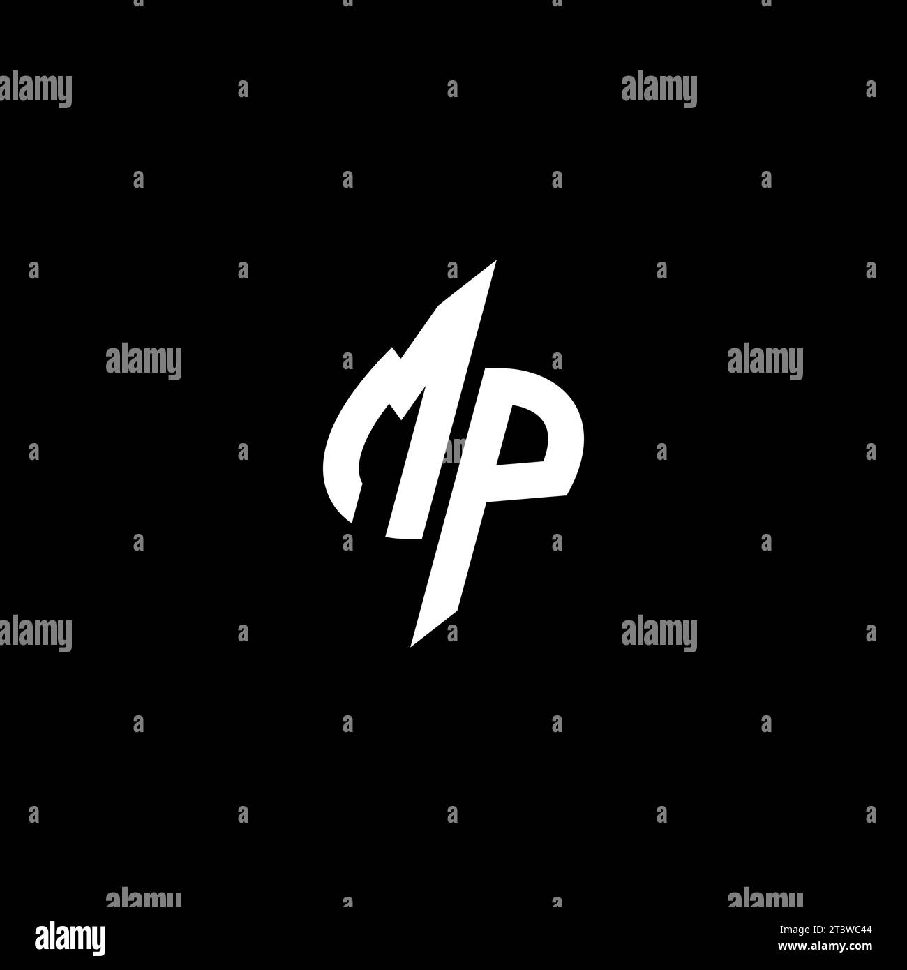 MP monogram esport logo design with cool shape concept in vector Stock Vector