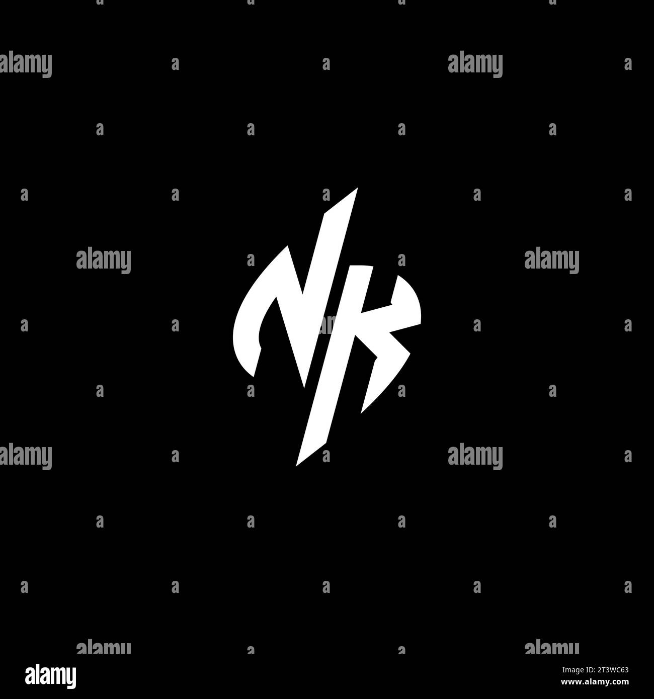 NK monogram esport logo design with cool shape concept in vector Stock Vector