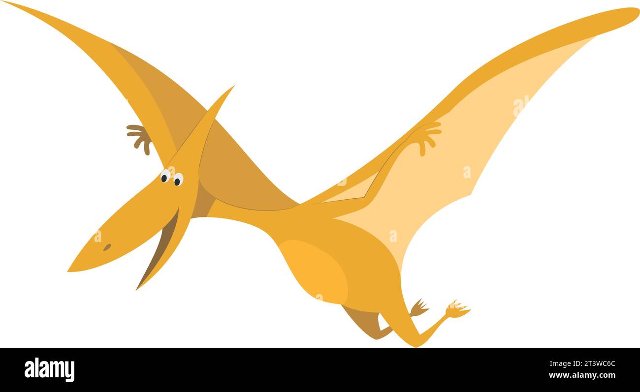 Pterodactyl vector illustration in cartoon style for kids. Dinosaurs Collection. Stock Vector