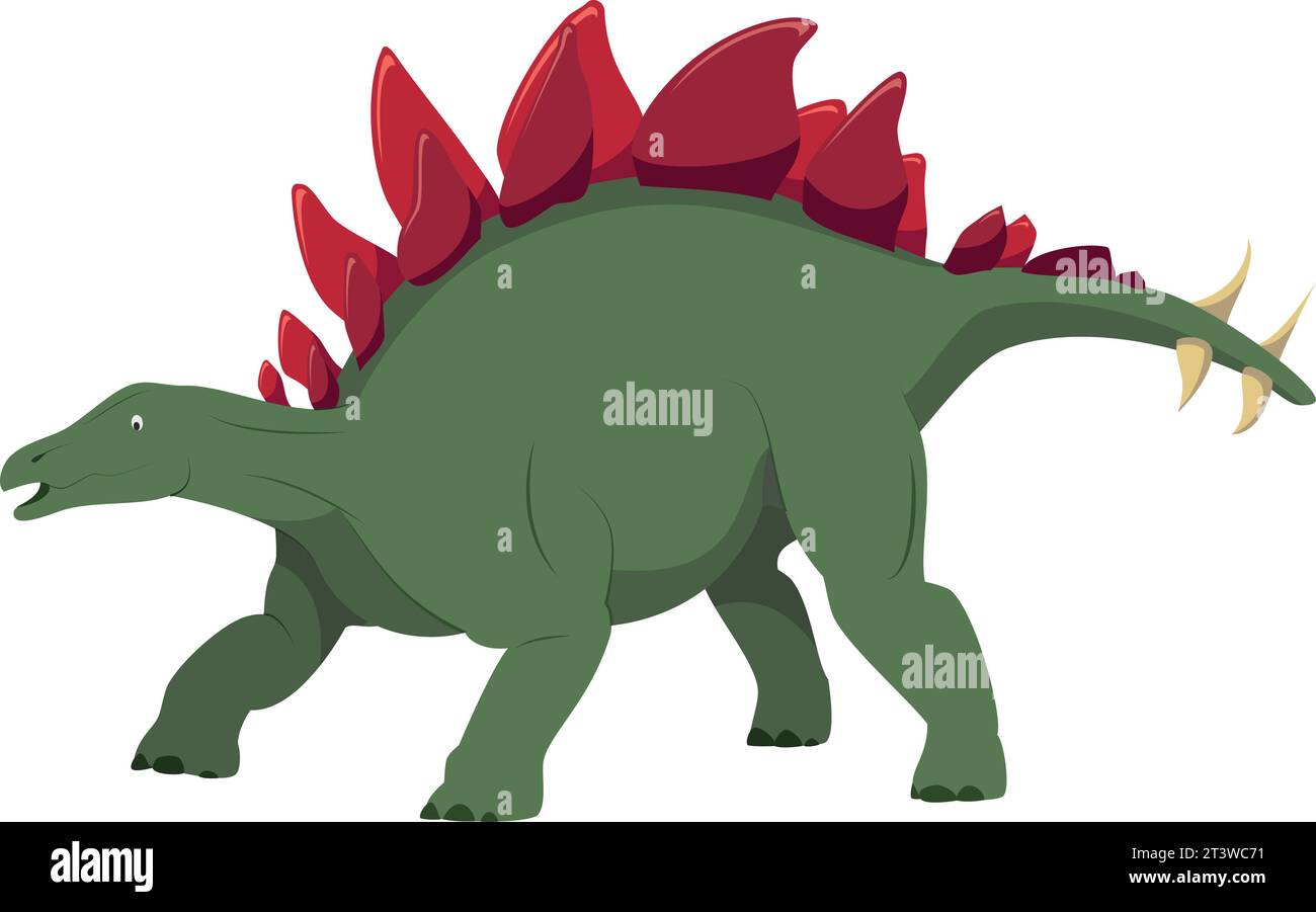 Stegosaurus vector illustration isolated in white background. Dinosaurs Collection. Stock Vector