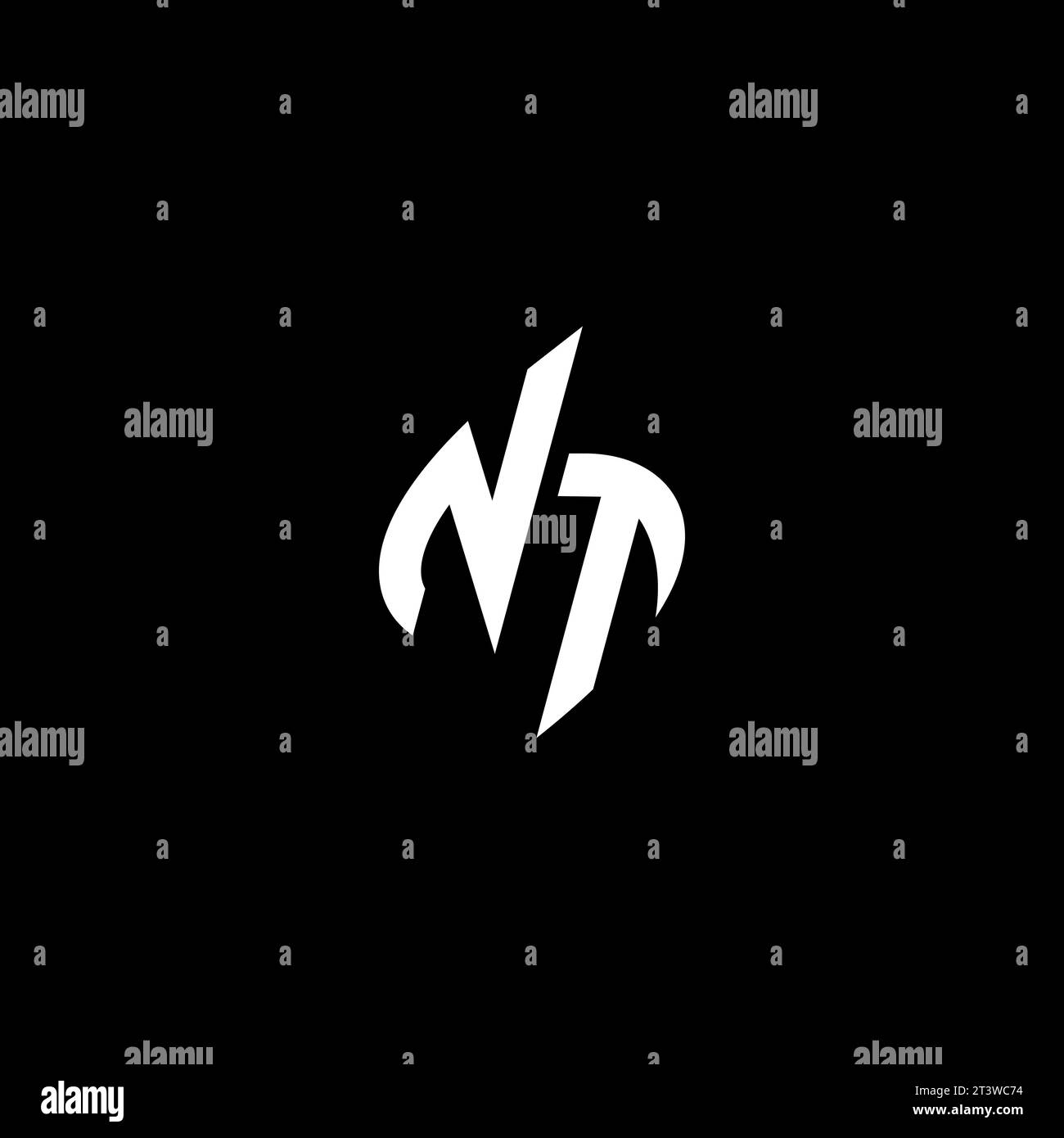 NT monogram esport logo design with cool shape concept in vector Stock Vector