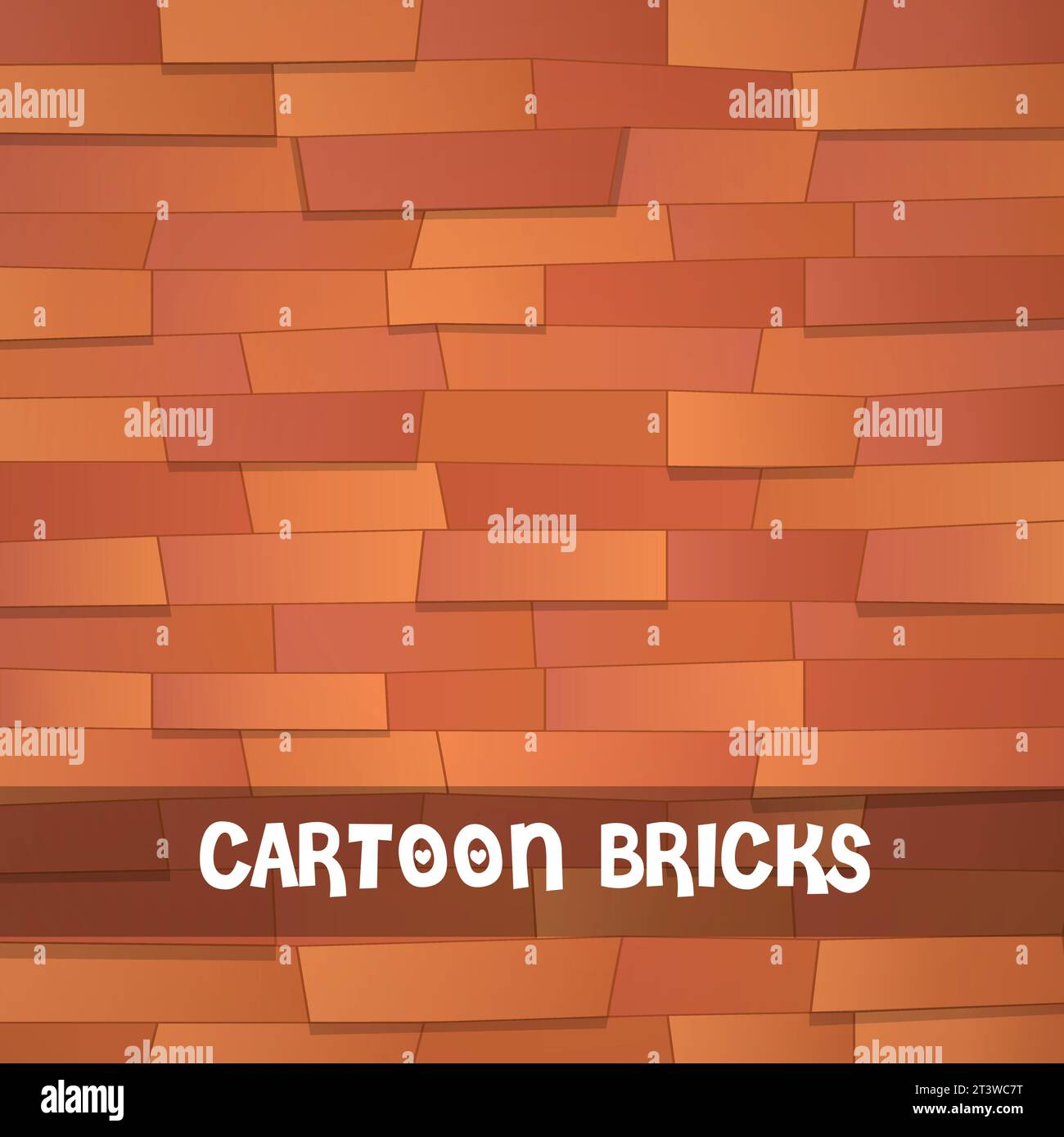 Vector illustration of seamless pattern cartoon bricks wall, bright texture tiled background Stock Vector