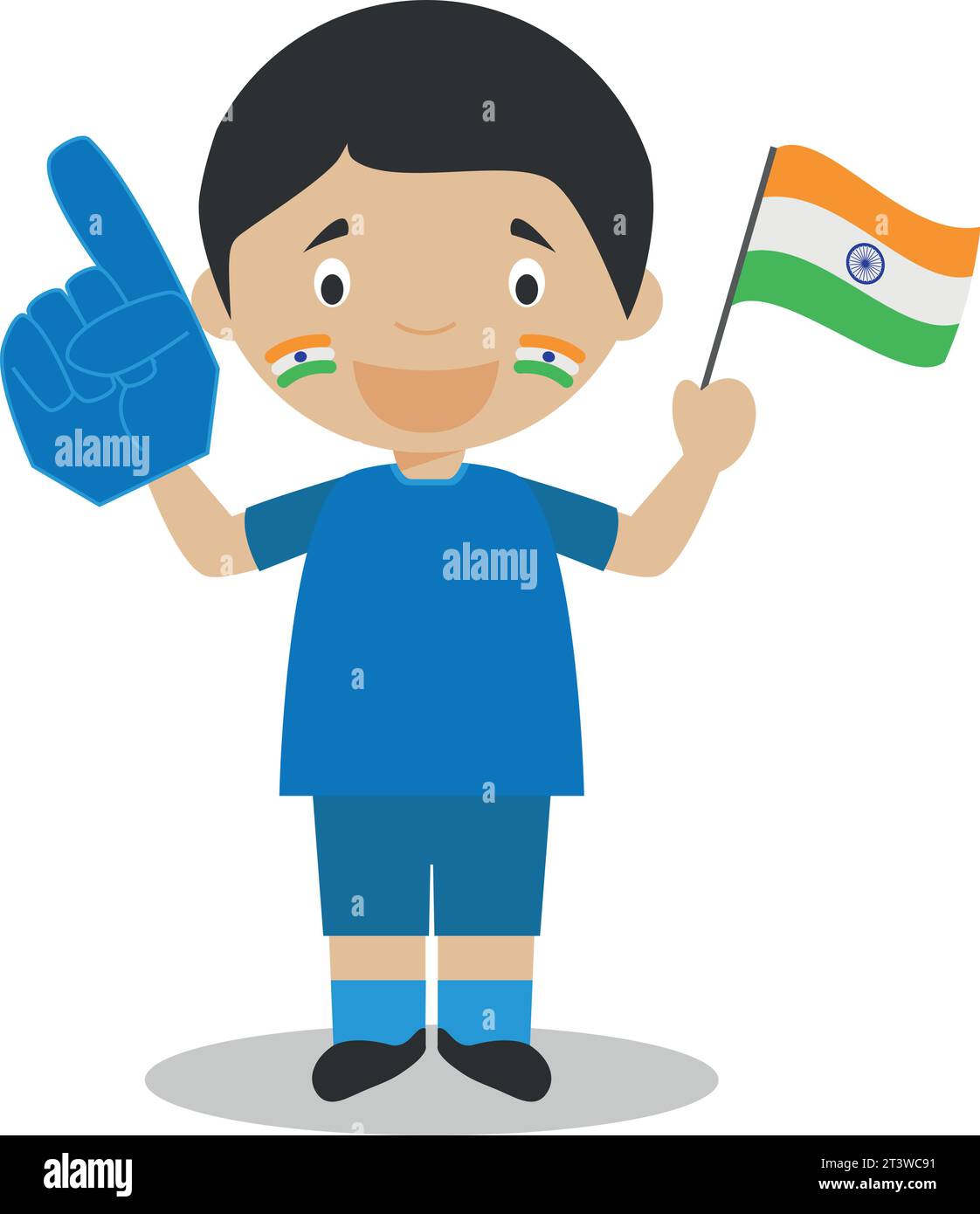 National sport team fan from India with flag and glove Vector