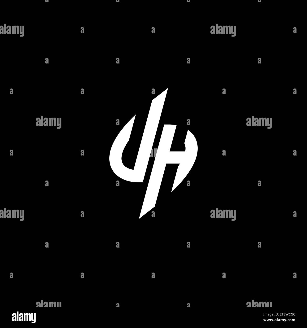 UH monogram esport logo design with cool shape concept in vector Stock Vector