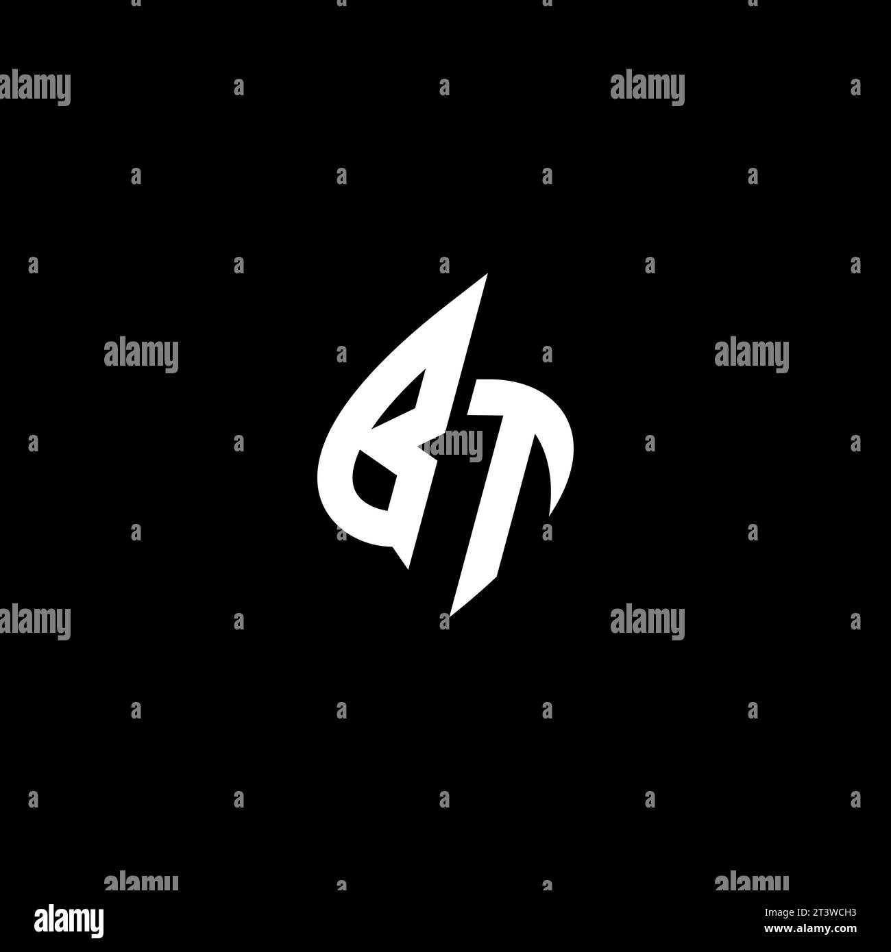 BT monogram esport logo design with cool shape concept in vector Stock Vector