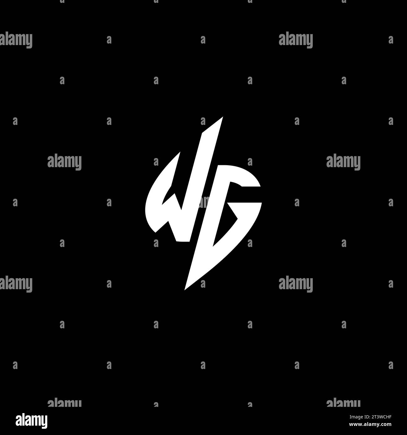 WG monogram esport logo design with cool shape concept in vector Stock Vector