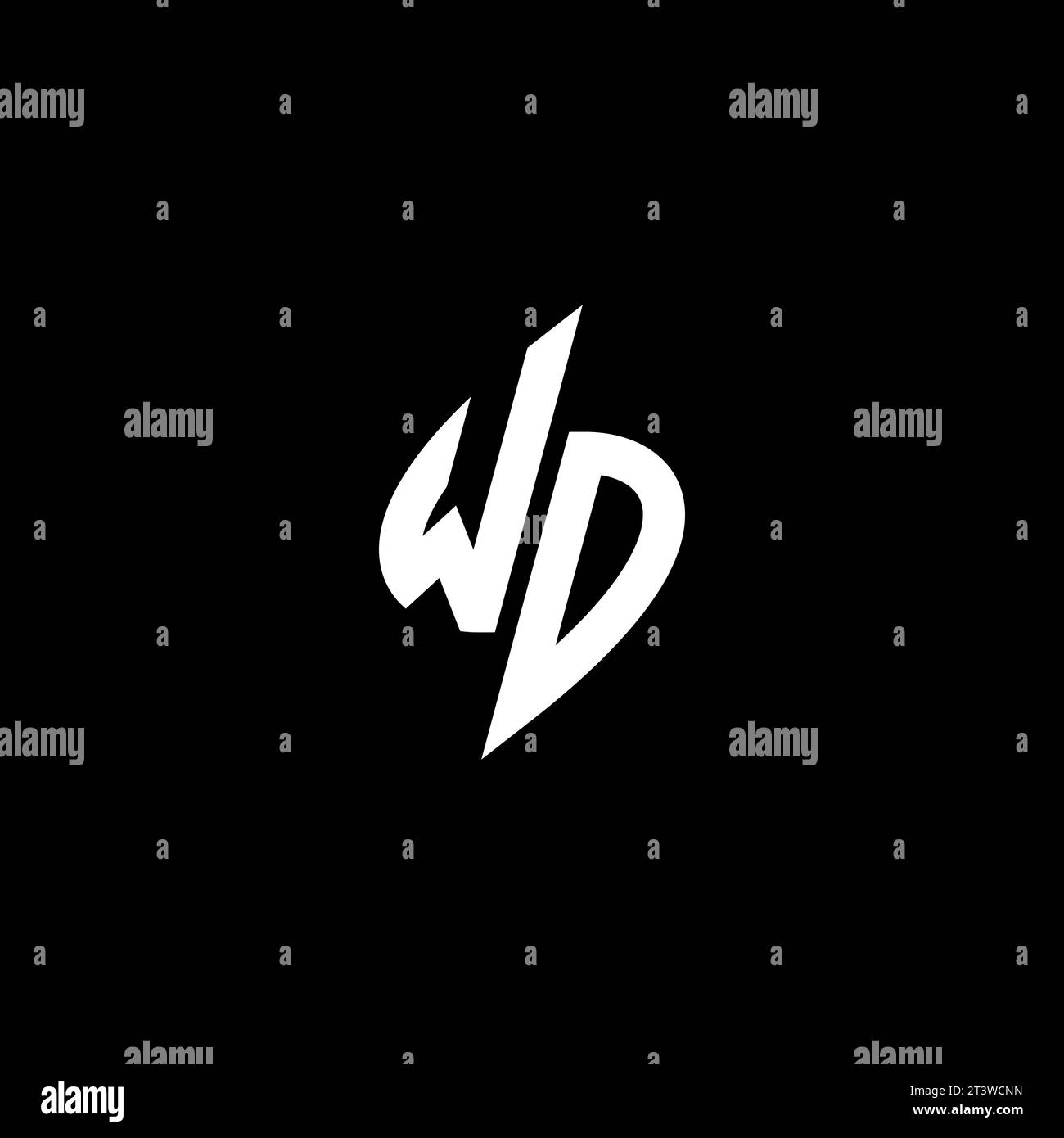 WD monogram esport logo design with cool shape concept in vector Stock Vector
