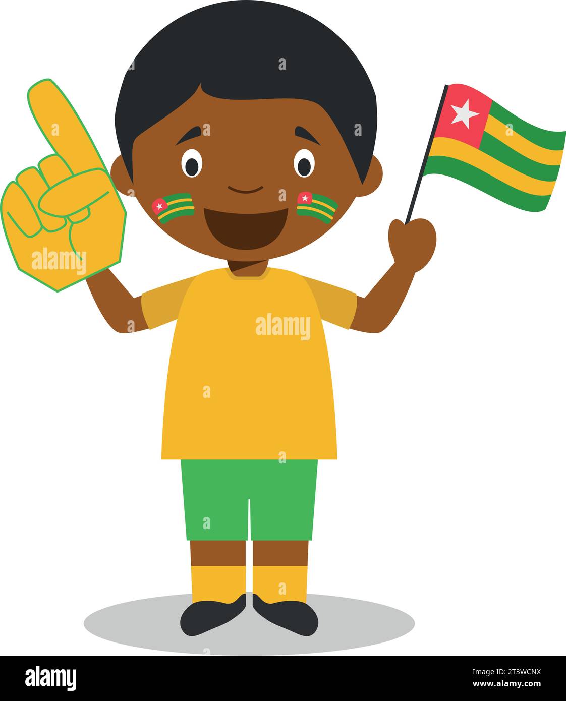 National sport team fan from Togo with flag and glove Vector