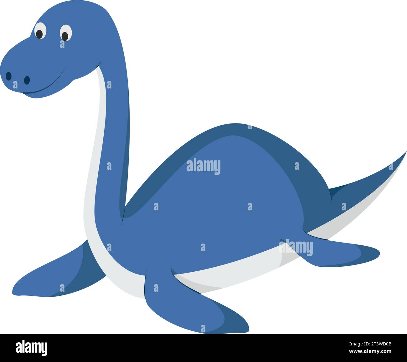 Plesiosaurus vector illustration in cartoon style for kids. Dinosaurs Collection. Stock Vector