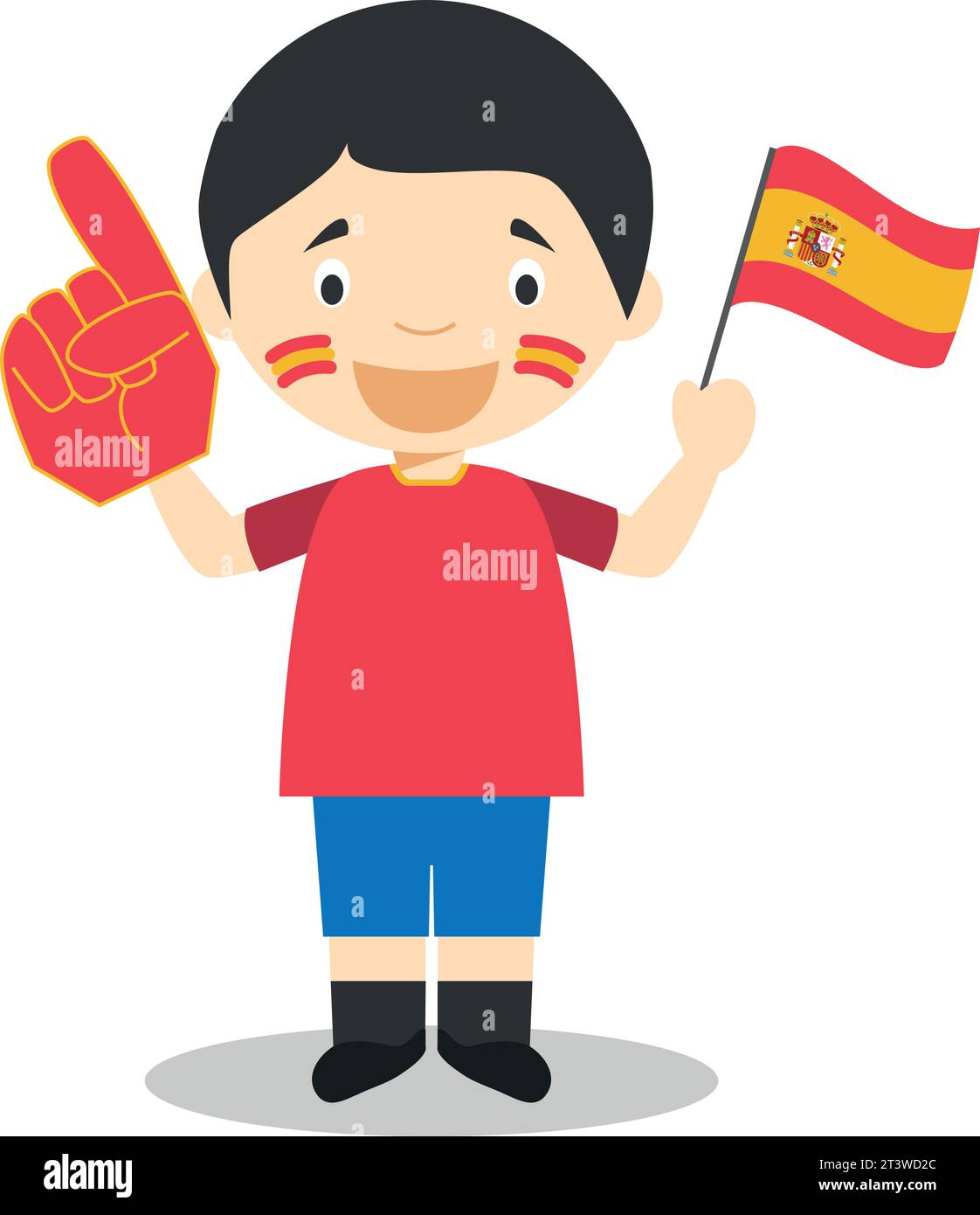National sport team fan from Spain with flag and glove Vector
