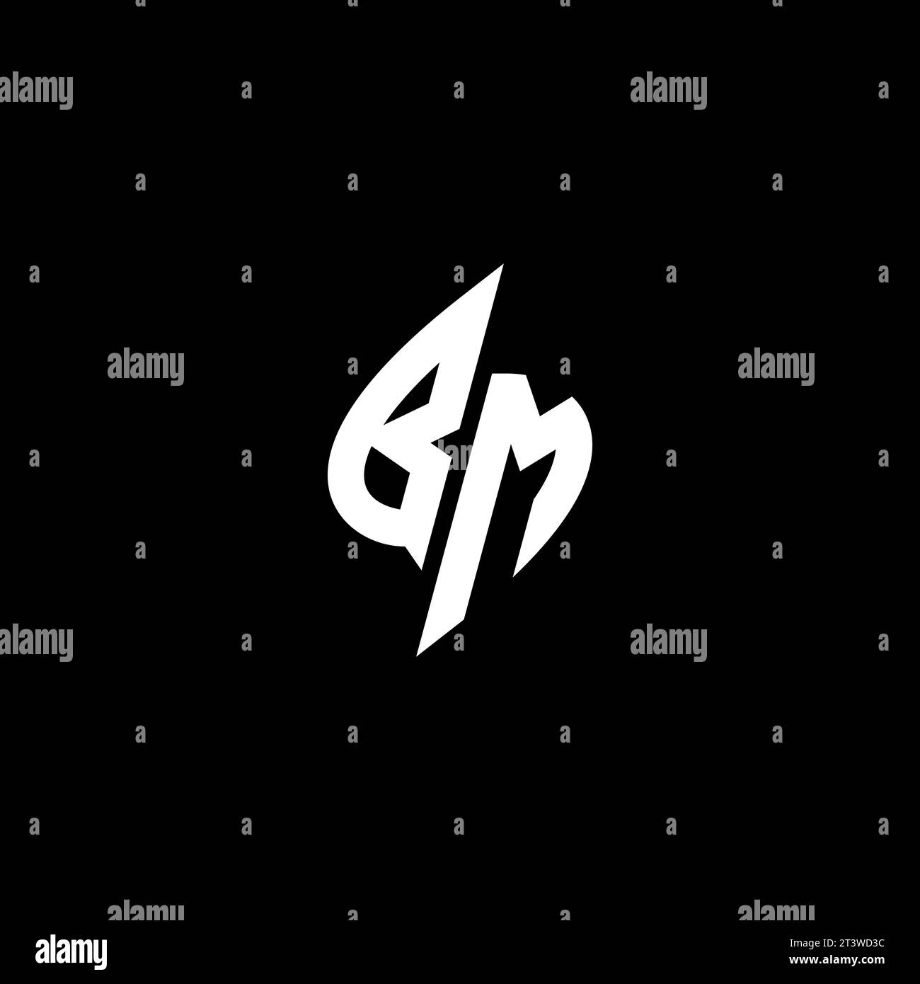BM monogram esport logo design with cool shape concept in vector Stock Vector