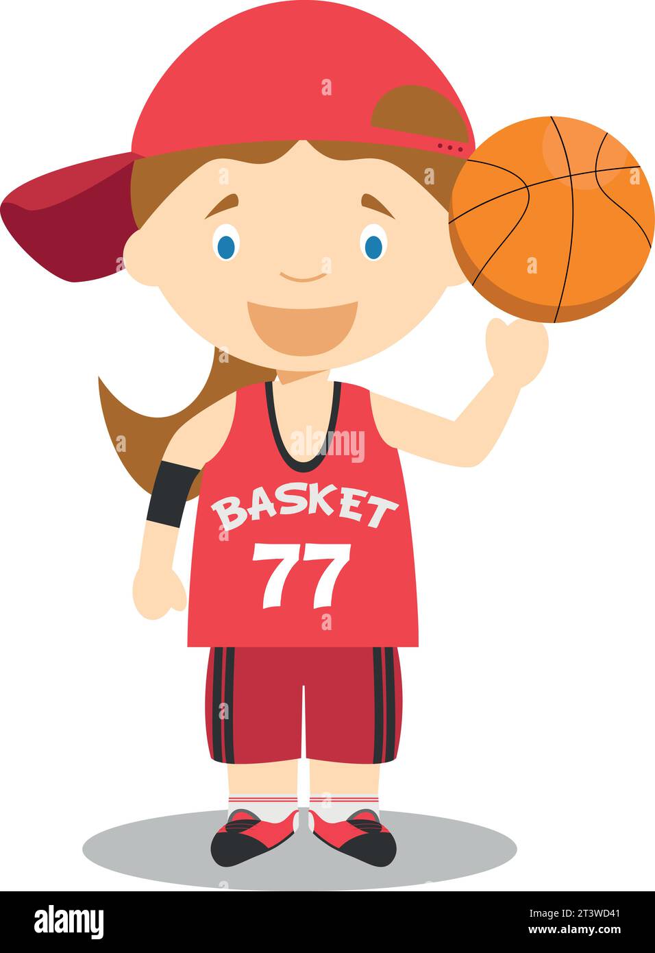 Cute cartoon vector illustration of a basketball player. Women