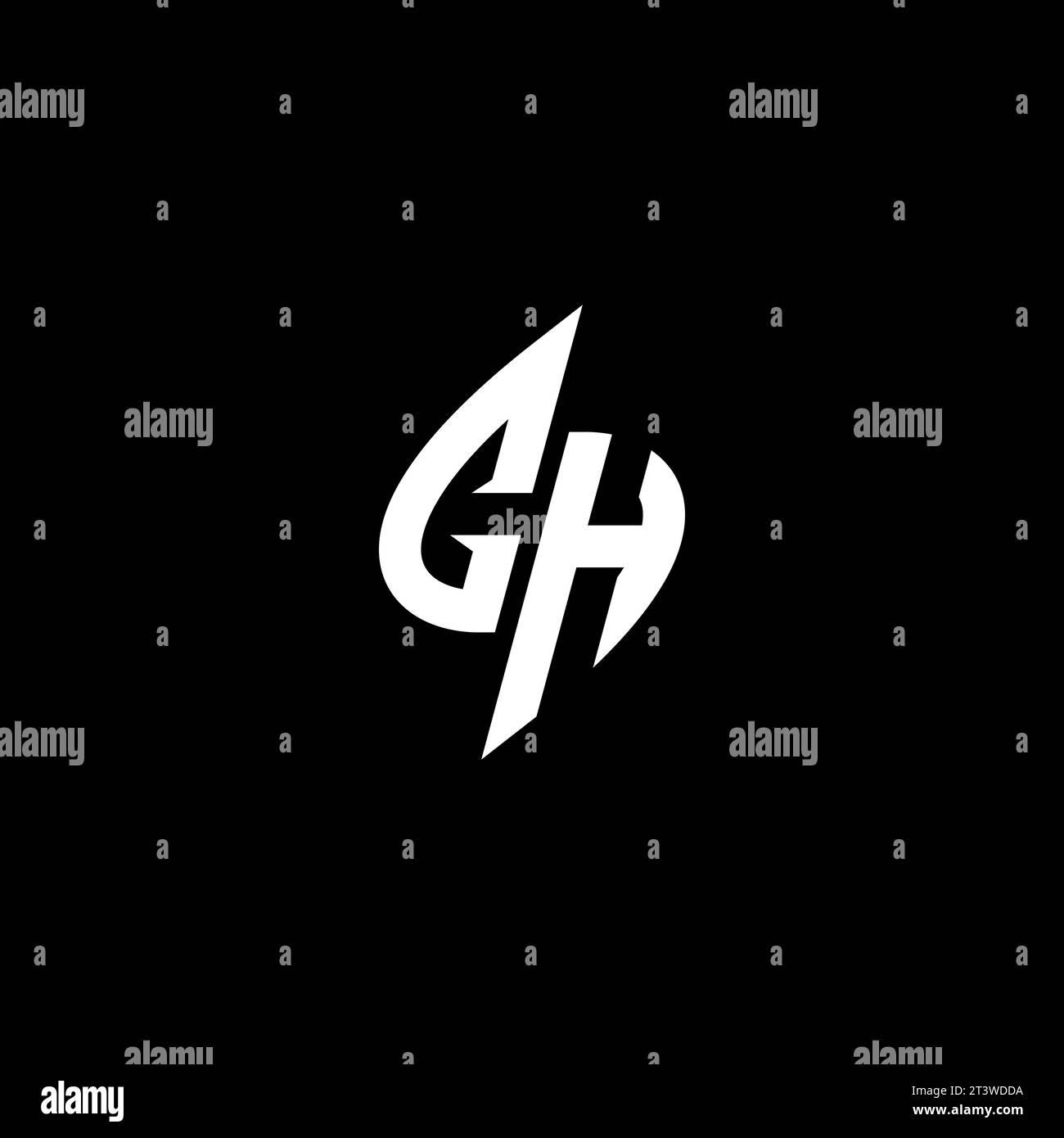 CH monogram esport logo design with cool shape concept in vector Stock Vector