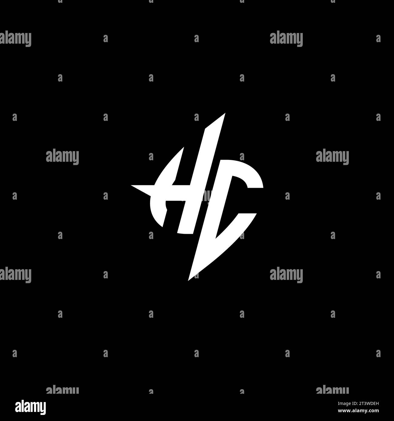 HC monogram esport logo design with cool shape concept in vector Stock Vector