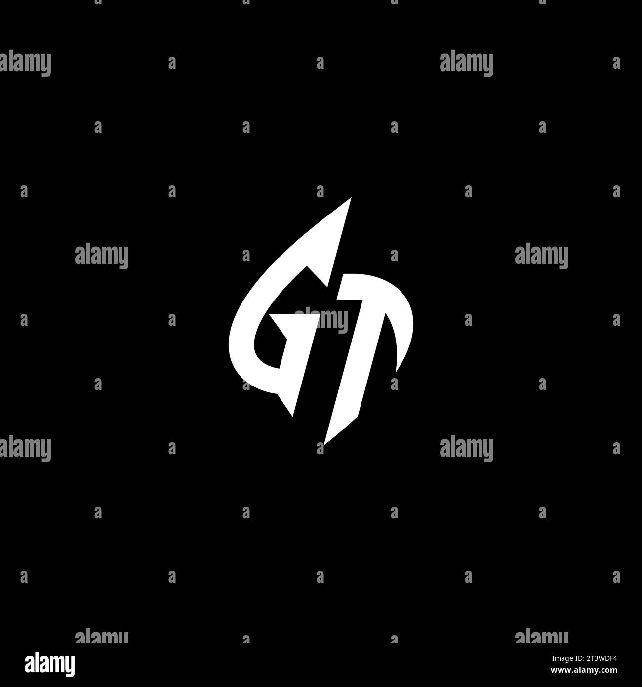 GT monogram esport logo design with cool shape concept in vector Stock Vector