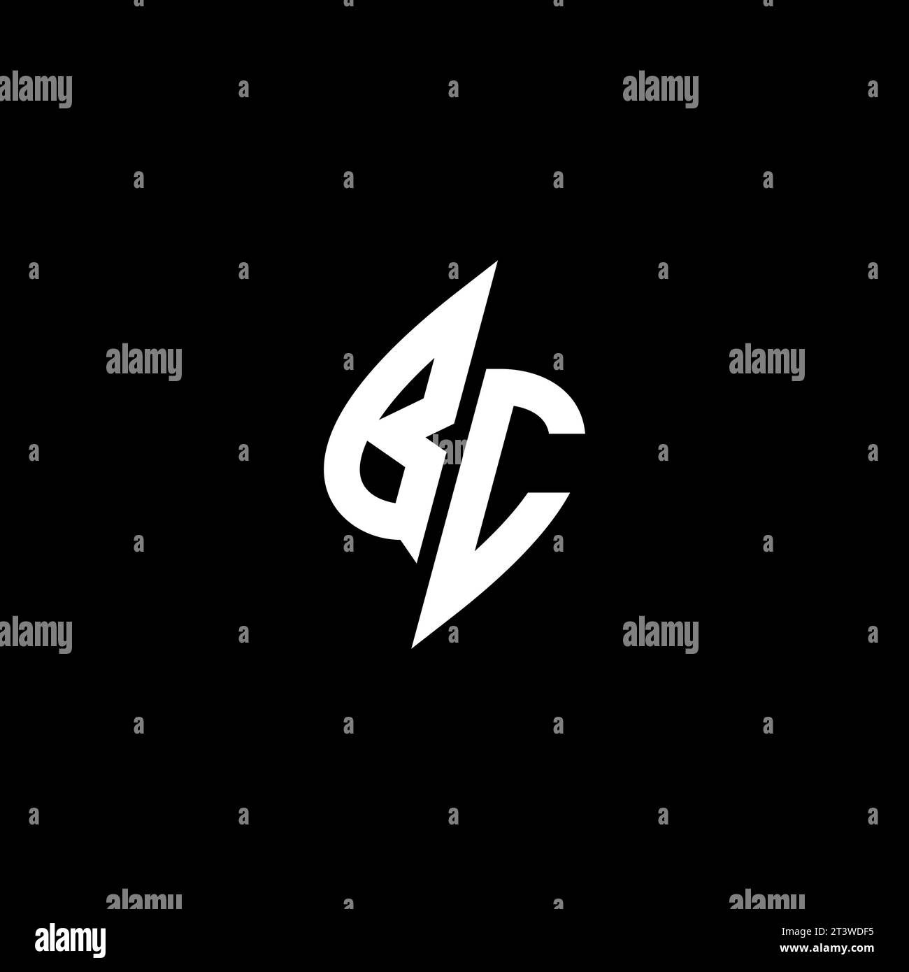 BC monogram esport logo design with cool shape concept in vector Stock Vector
