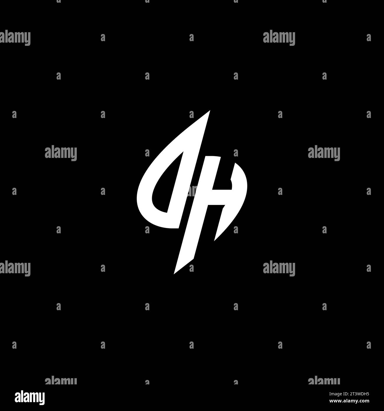 DH monogram esport logo design with cool shape concept in vector Stock Vector