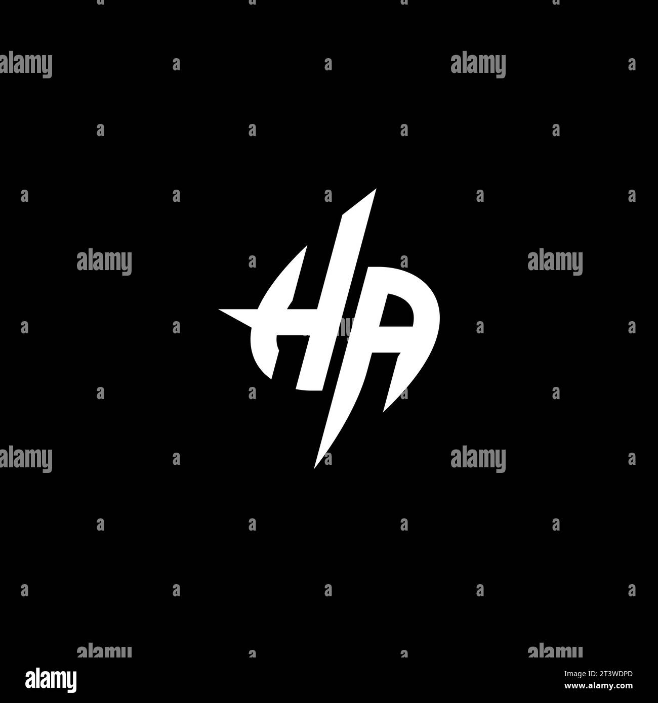 HA monogram esport logo design with cool shape concept in vector Stock Vector