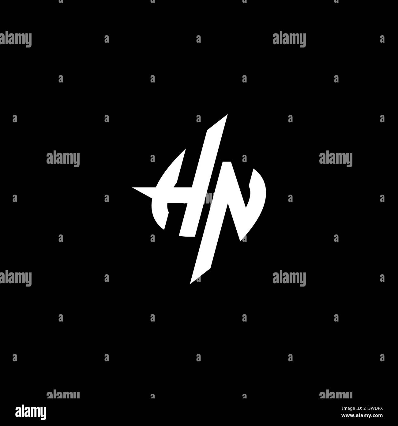 HN monogram esport logo design with cool shape concept in vector Stock Vector