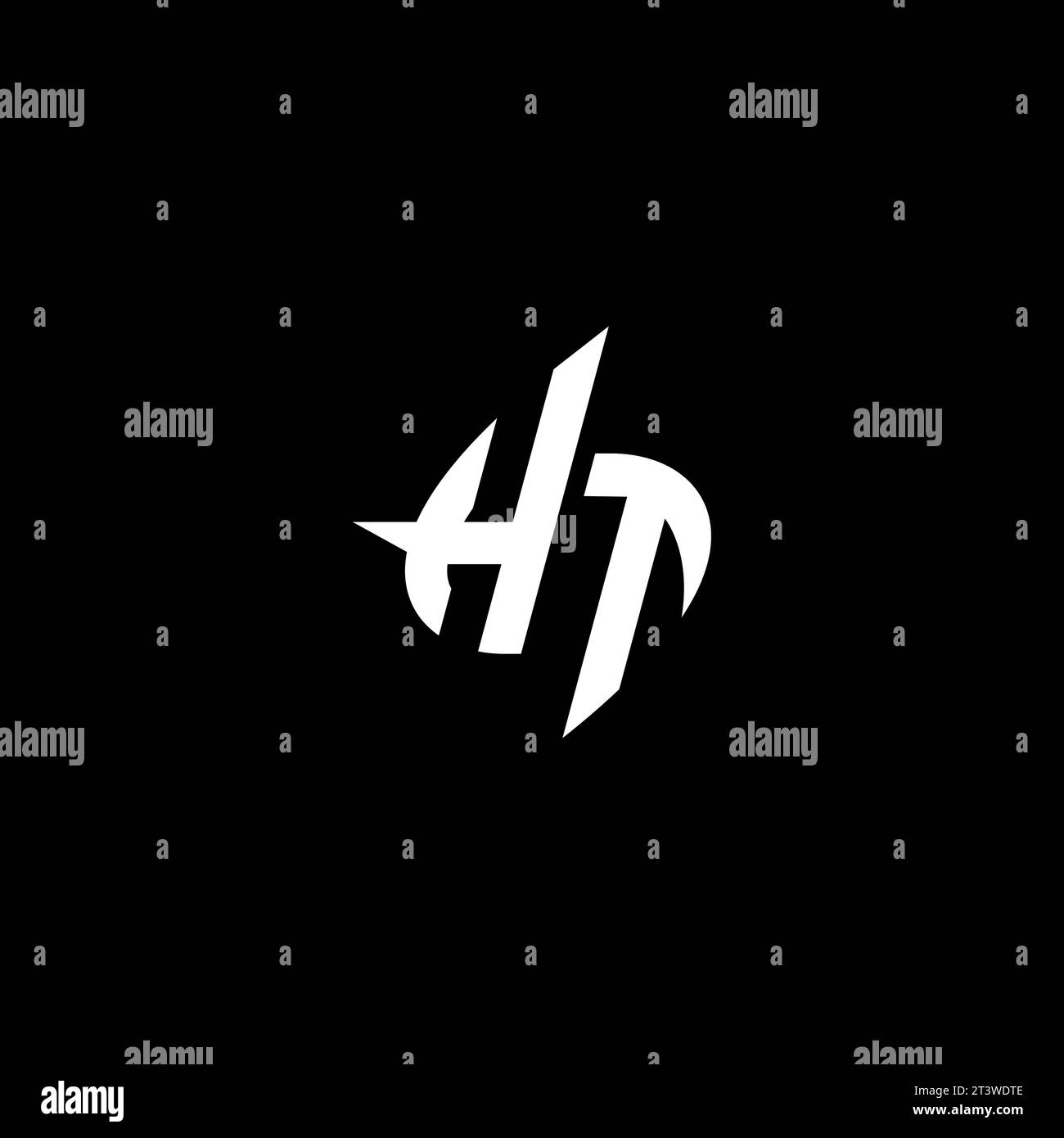HT monogram esport logo design with cool shape concept in vector Stock Vector