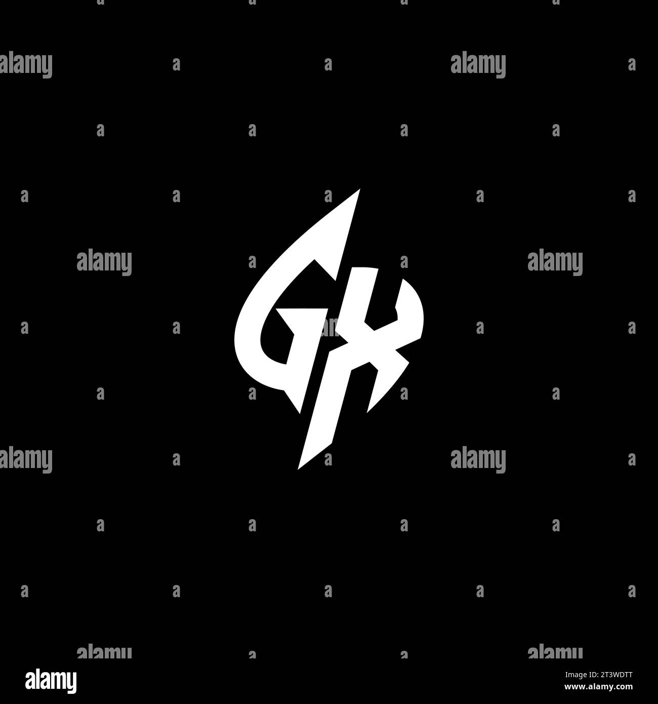 GX monogram esport logo design with cool shape concept in vector Stock Vector