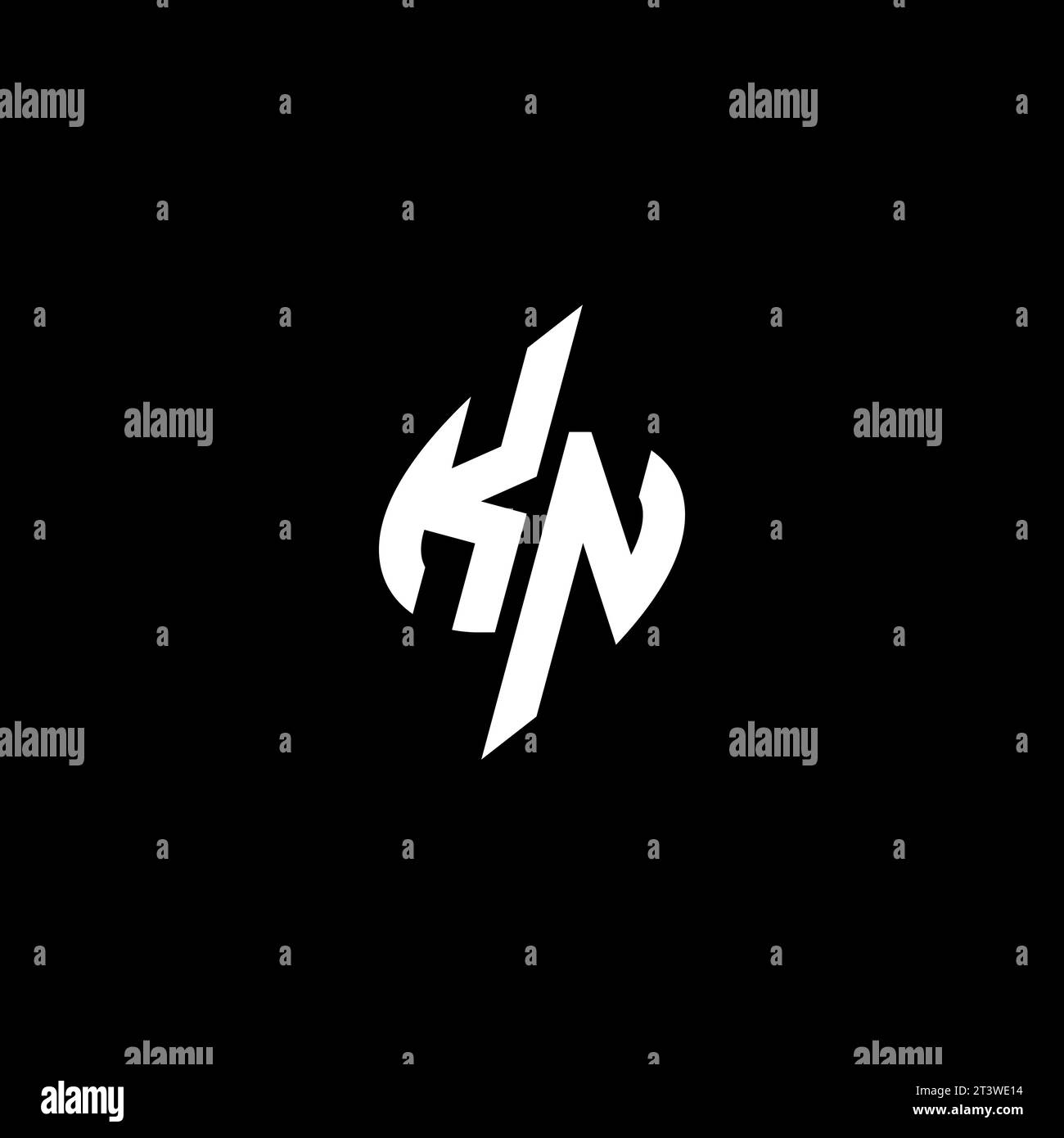 KN monogram esport logo design with cool shape concept in vector Stock Vector