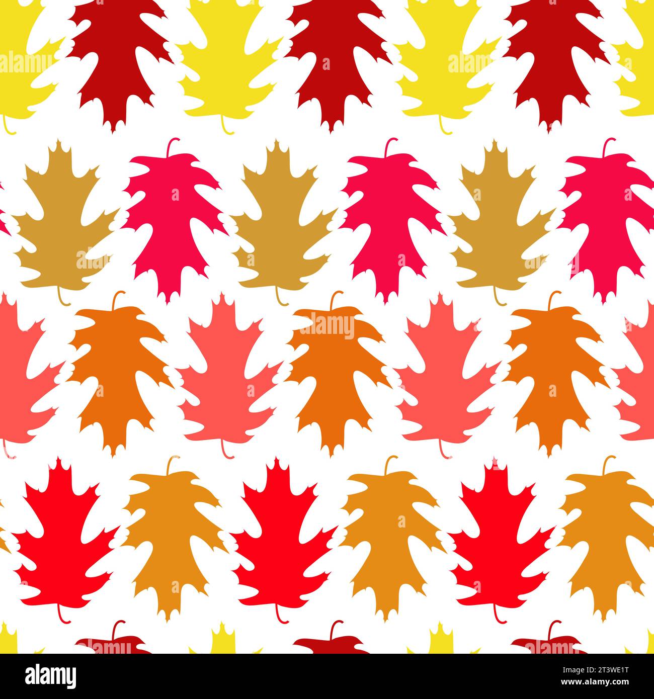 Autumn seamless pattern with colorful oak leaves. Leaf outlines vector repeat pattern textile design, wallpaper, background. Stock Vector