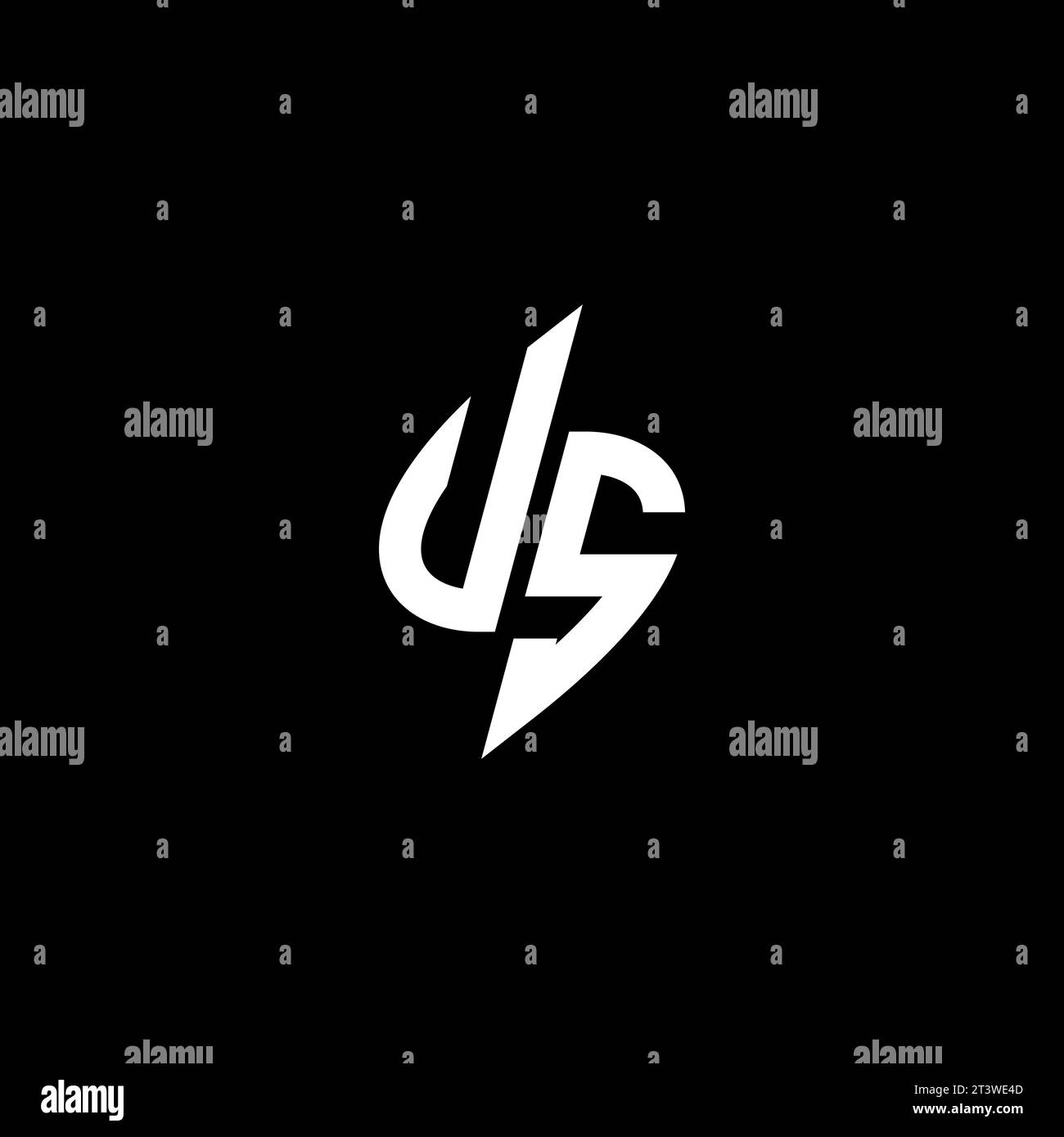 US monogram esport logo design with cool shape concept in vector Stock Vector