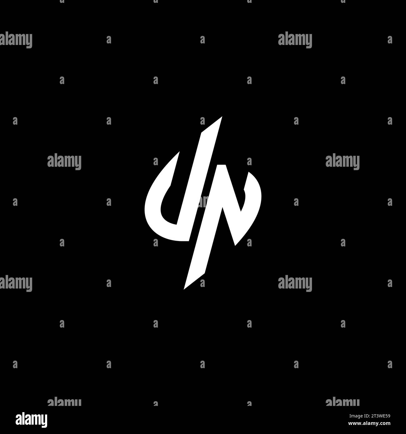 UN monogram esport logo design with cool shape concept in vector Stock Vector