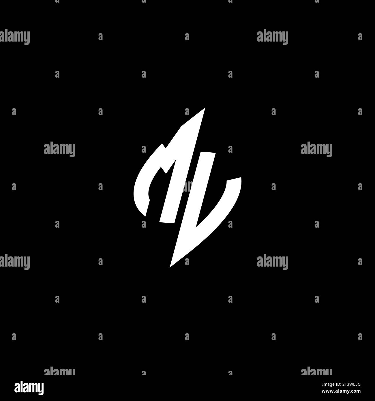 MV monogram esport logo design with cool shape concept in vector Stock Vector