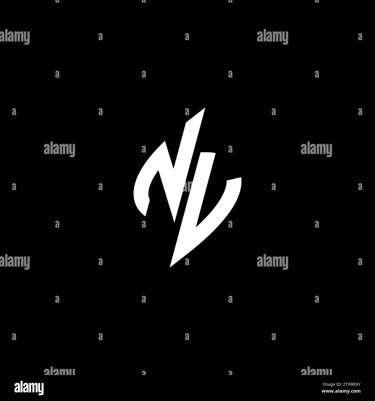 NV monogram esport logo design with cool shape concept in vector Stock Vector