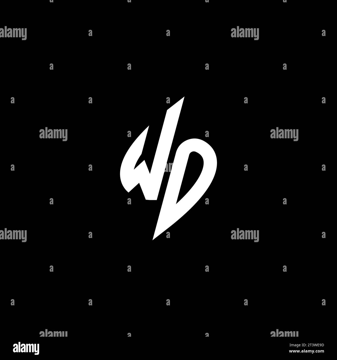 WO monogram esport logo design with cool shape concept in vector Stock Vector