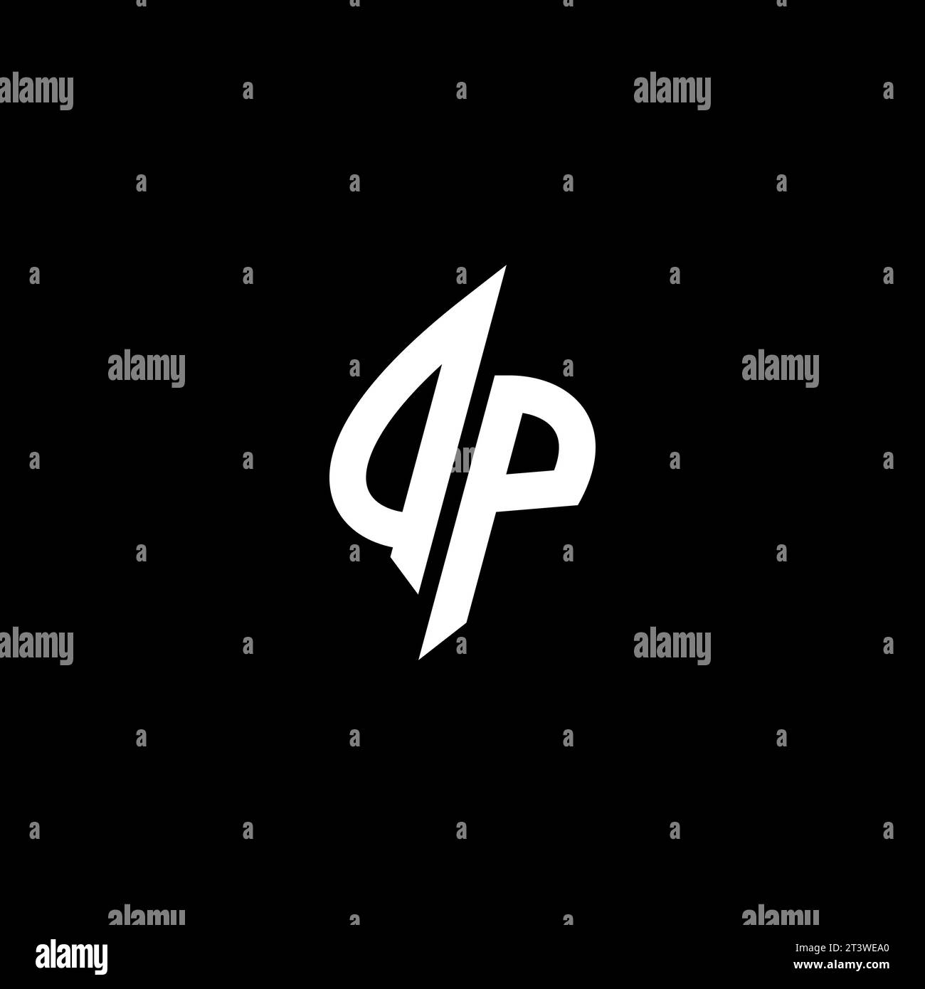 QP monogram esport logo design with cool shape concept in vector Stock Vector